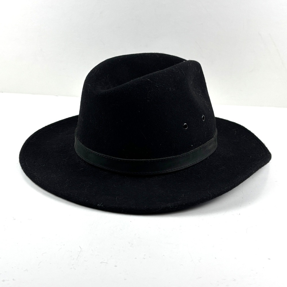 Outback Trading Co Pathfinder Hat Unisex MD Black Wool Felt Fedora Crushable